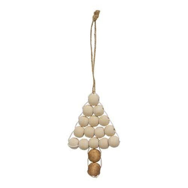 Wooden Beaded Christmas Tree Ornament 2 Asstd - The Fox Decor